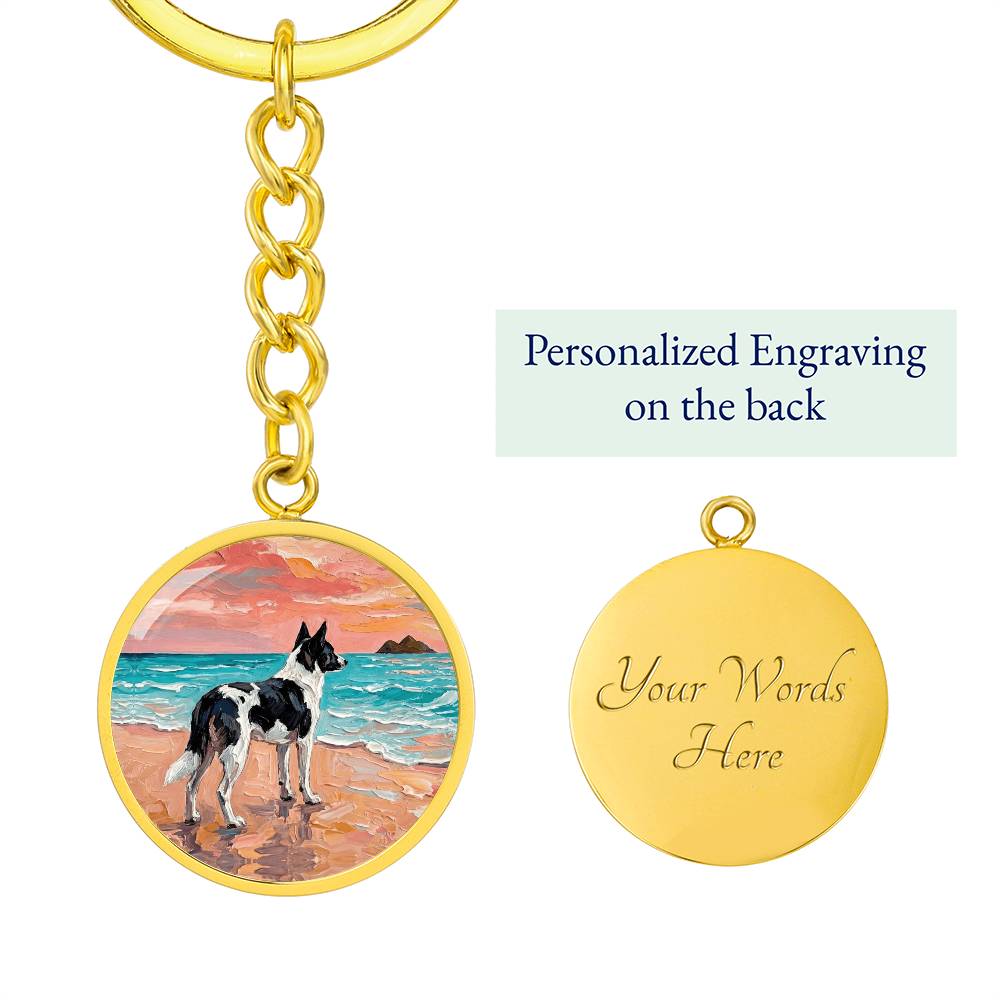 Beach Day - Canaan Dog Round Keychain