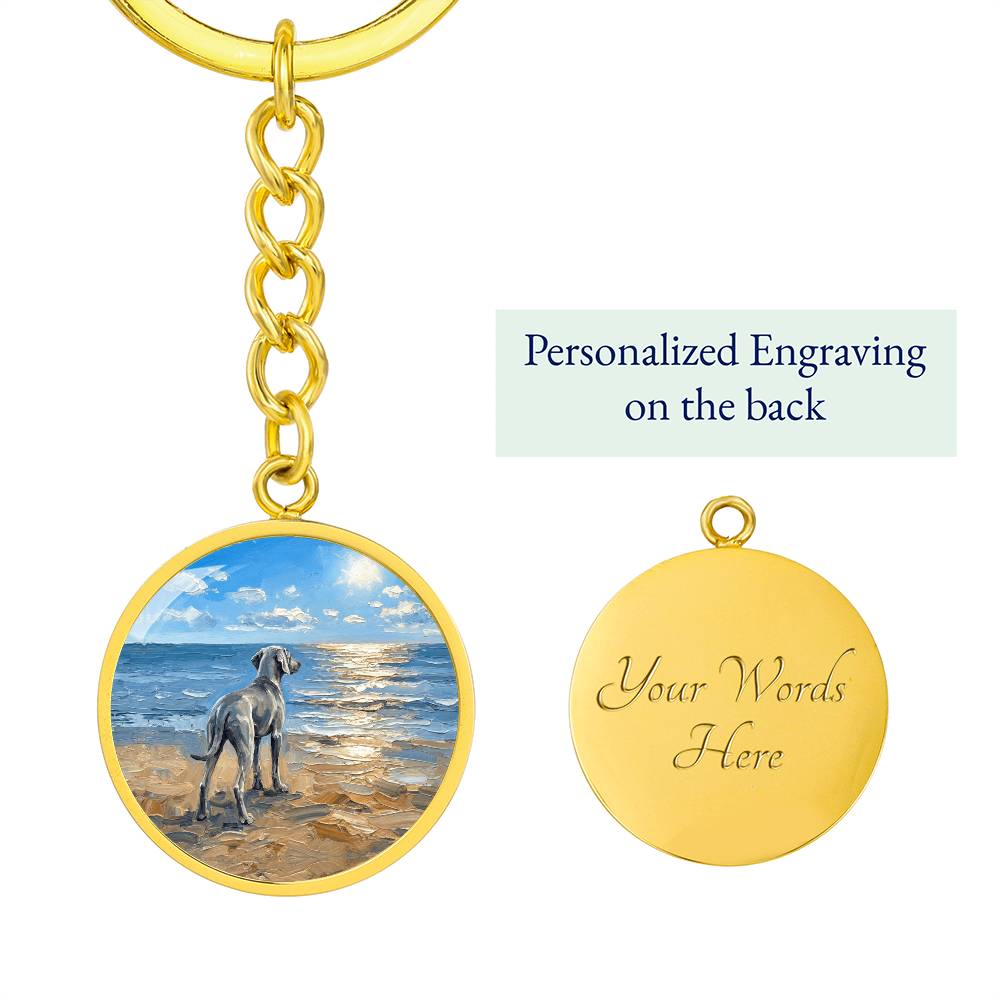 Beach Day - Weimaraner Round Keychain