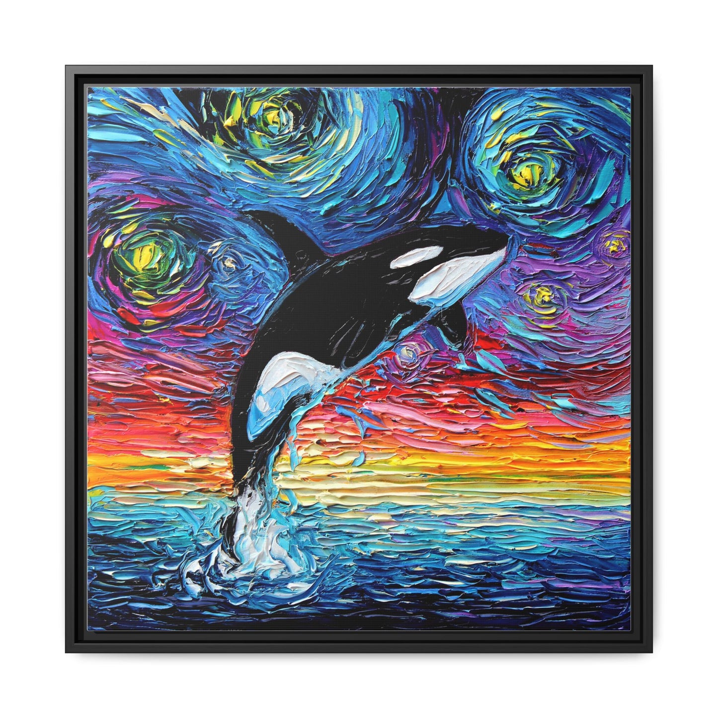 "Orca Night" Framed Canvas Wall Art