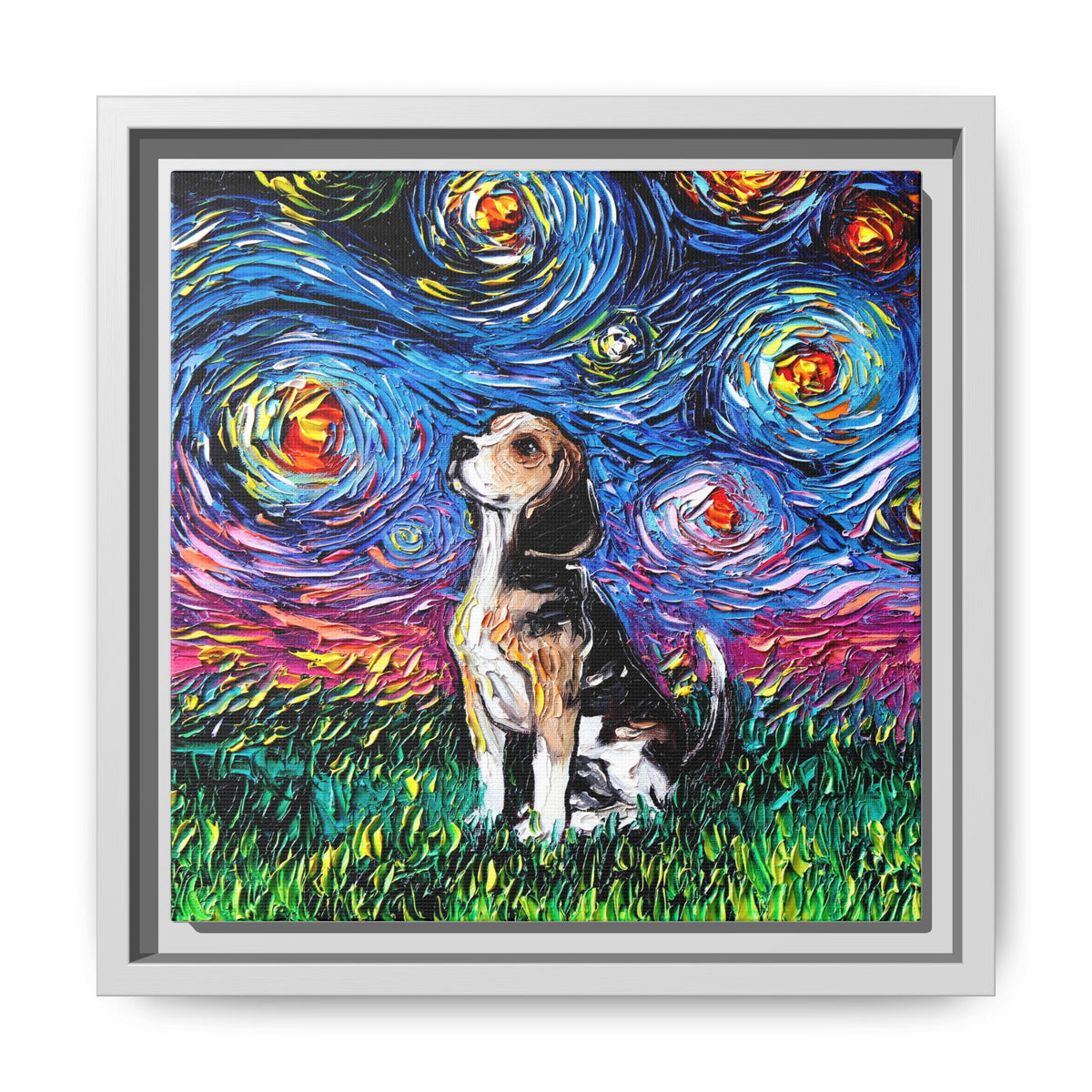 "Beagle Night" Framed Canvas Wall Art
