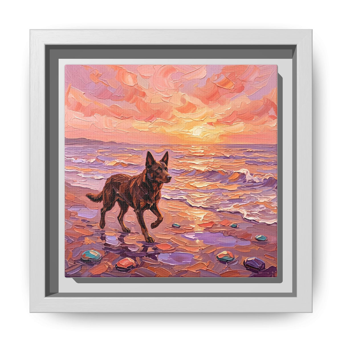 "Beach Day - Kelpie" Framed Canvas Wall Art
