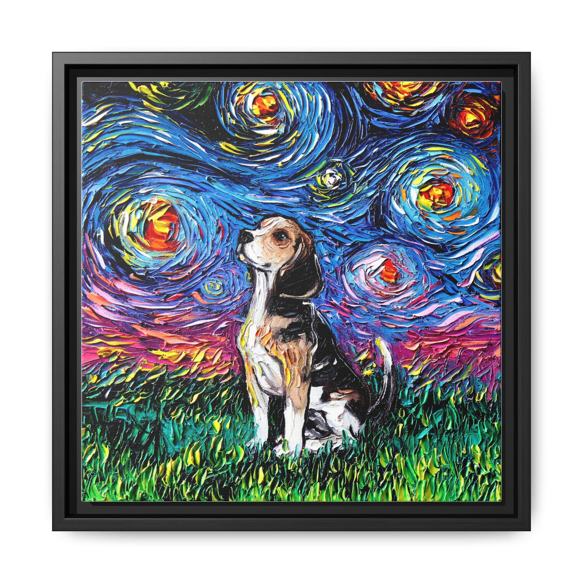 "Beagle Night" Framed Canvas Wall Art