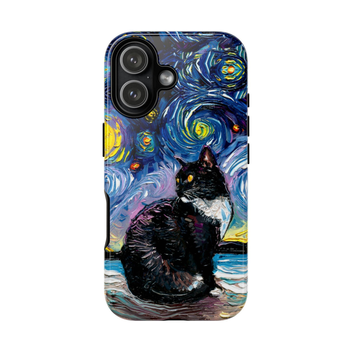 Tuxedo Cat Starry Night Art Phone Case