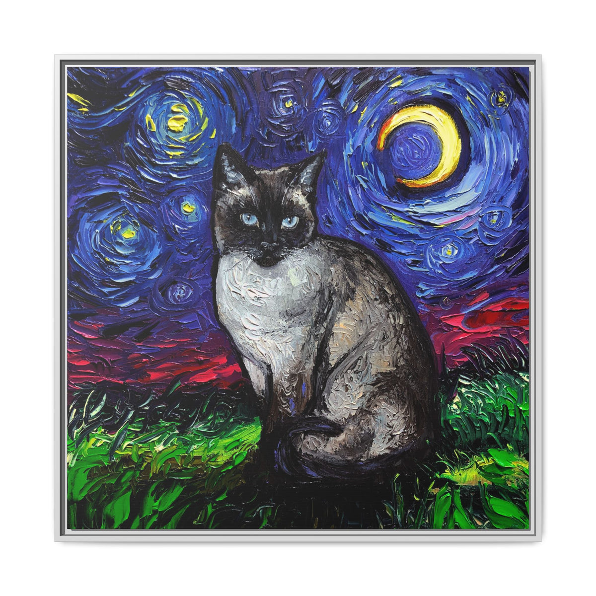 "Siamese Night" Framed Canvas Wall Art