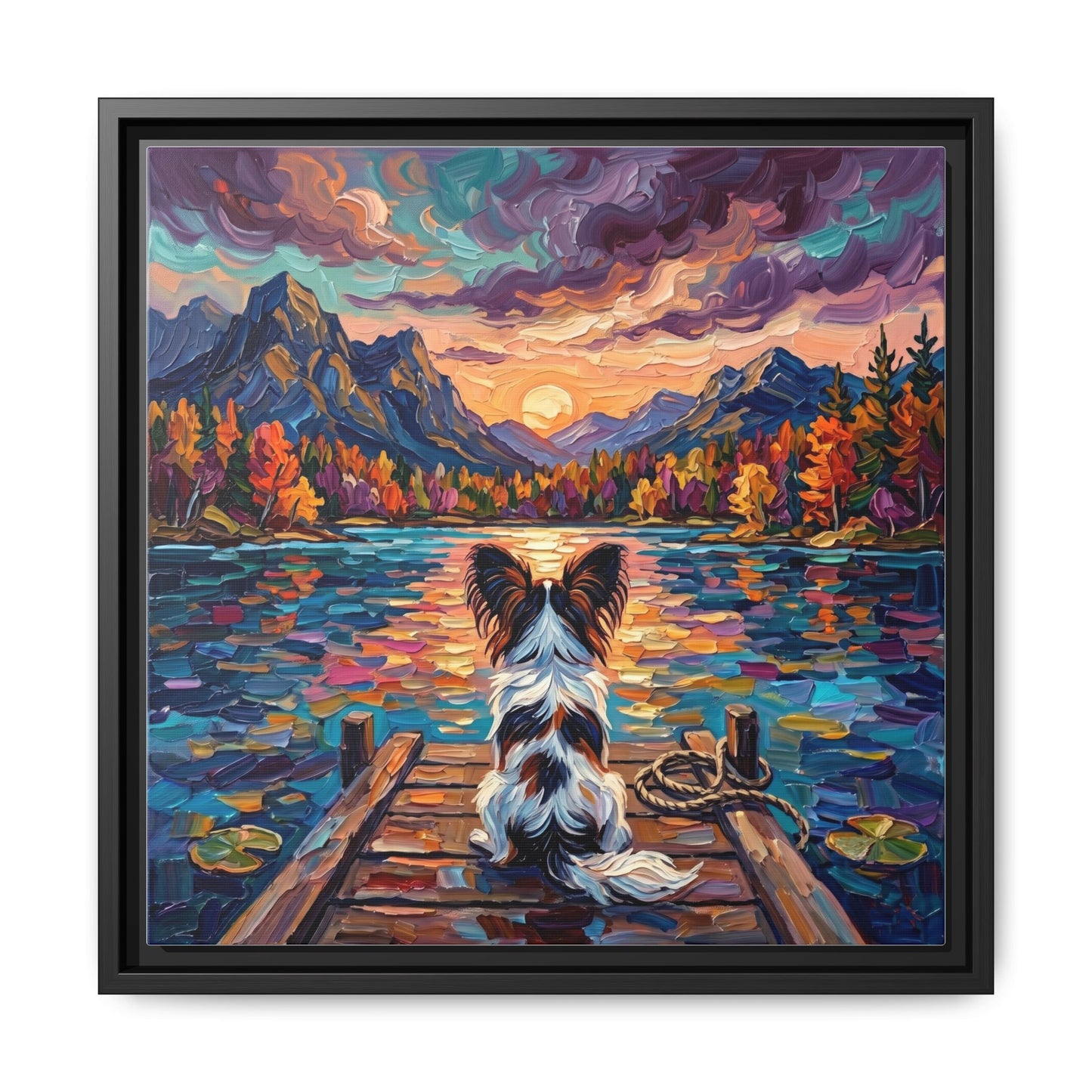 "On The Dock - Papillon" Framed Canvas Wall Art