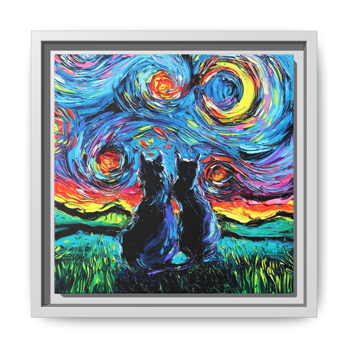"van Gogh's Cats" Framed Canvas Wall Art