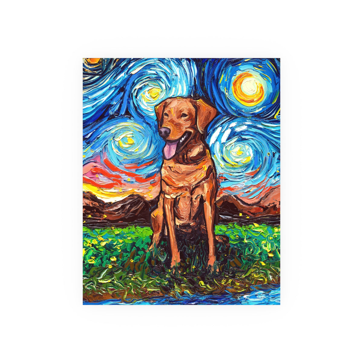 "Fox Red Labrador Night" Wall Art Paper Print