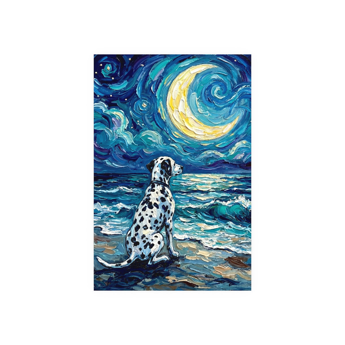 "Beach Night - Dalmatian" Wall Art Paper Print
