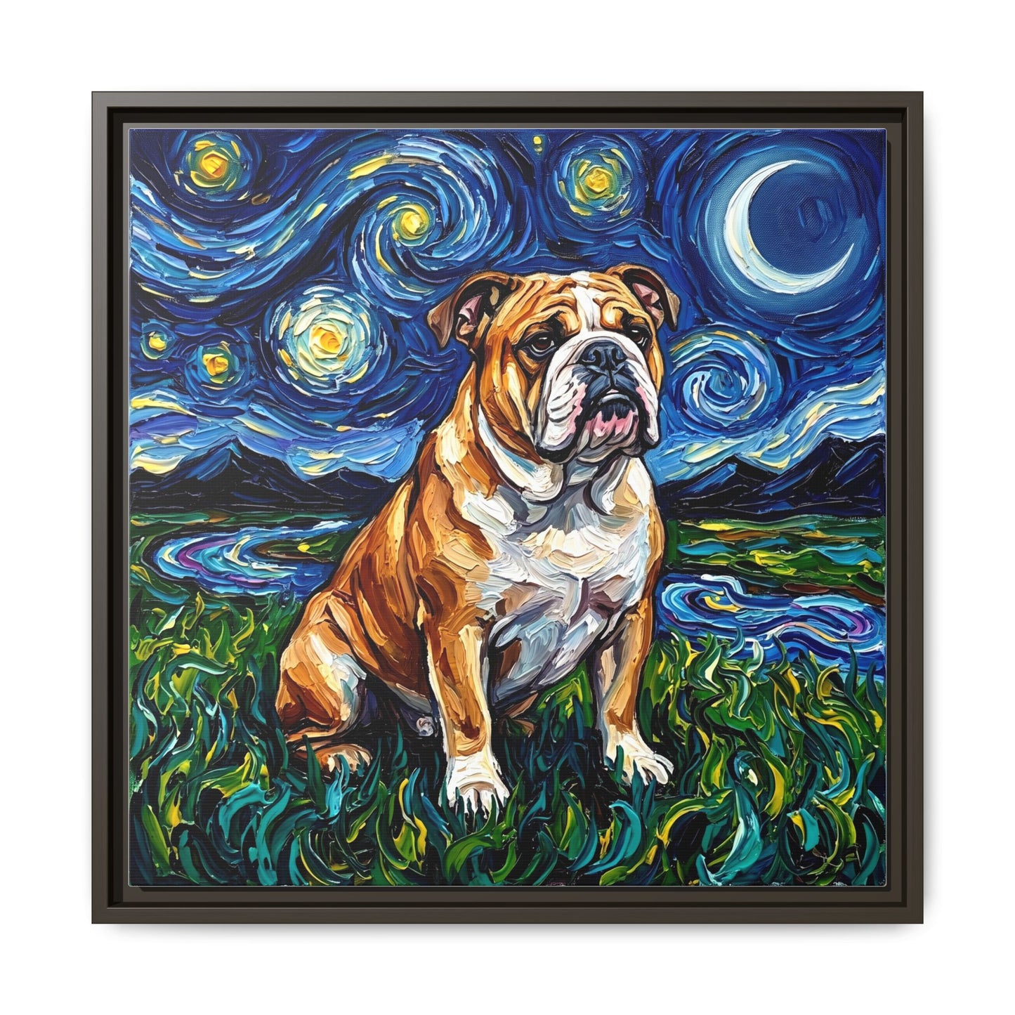 "Bulldog Night" Framed Canvas Wall Art