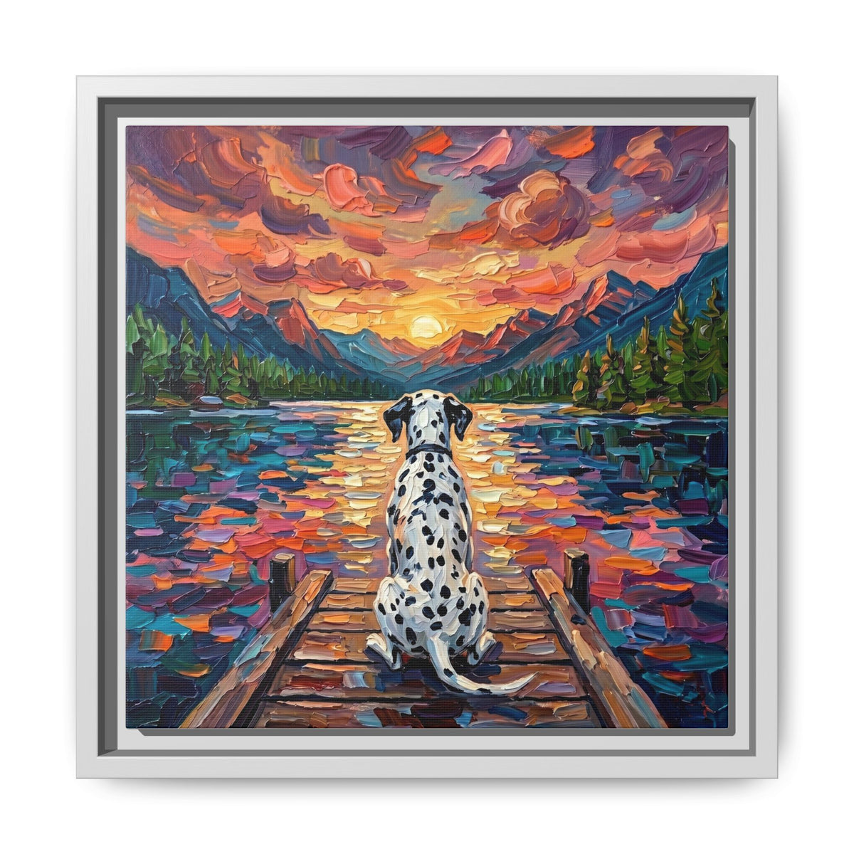 "On The Dock - Dalmatian" Framed Canvas Wall Art