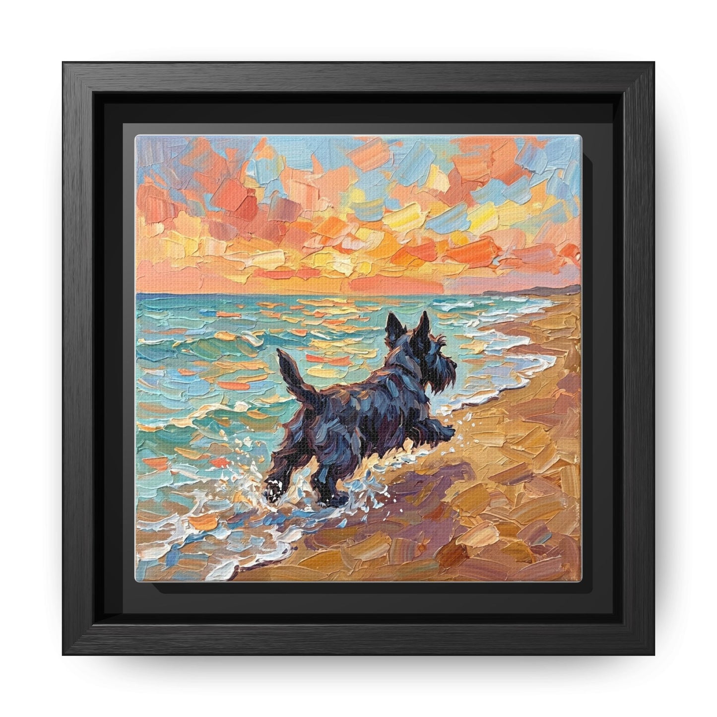 "Beach Day - Scottie" Framed Canvas Wall Art
