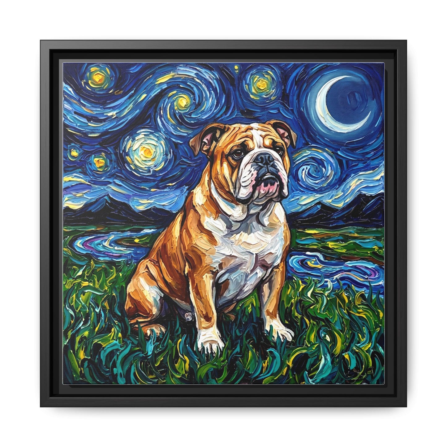 "Bulldog Night" Framed Canvas Wall Art