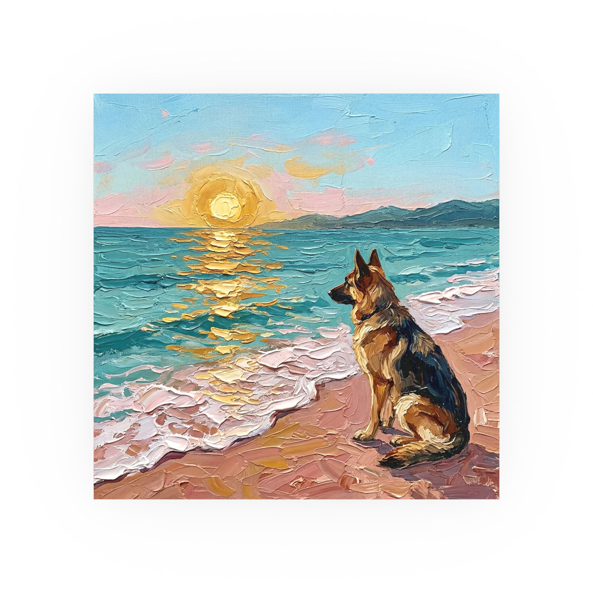 "Beach Days - German Shepherd 2" Wall Art Paper Print
