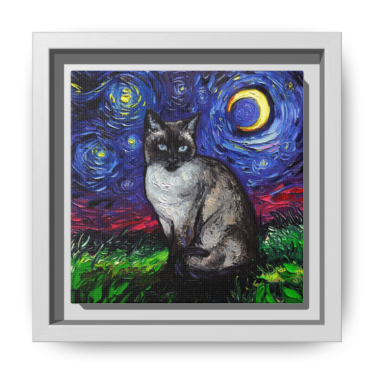 "Siamese Night" Framed Canvas Wall Art