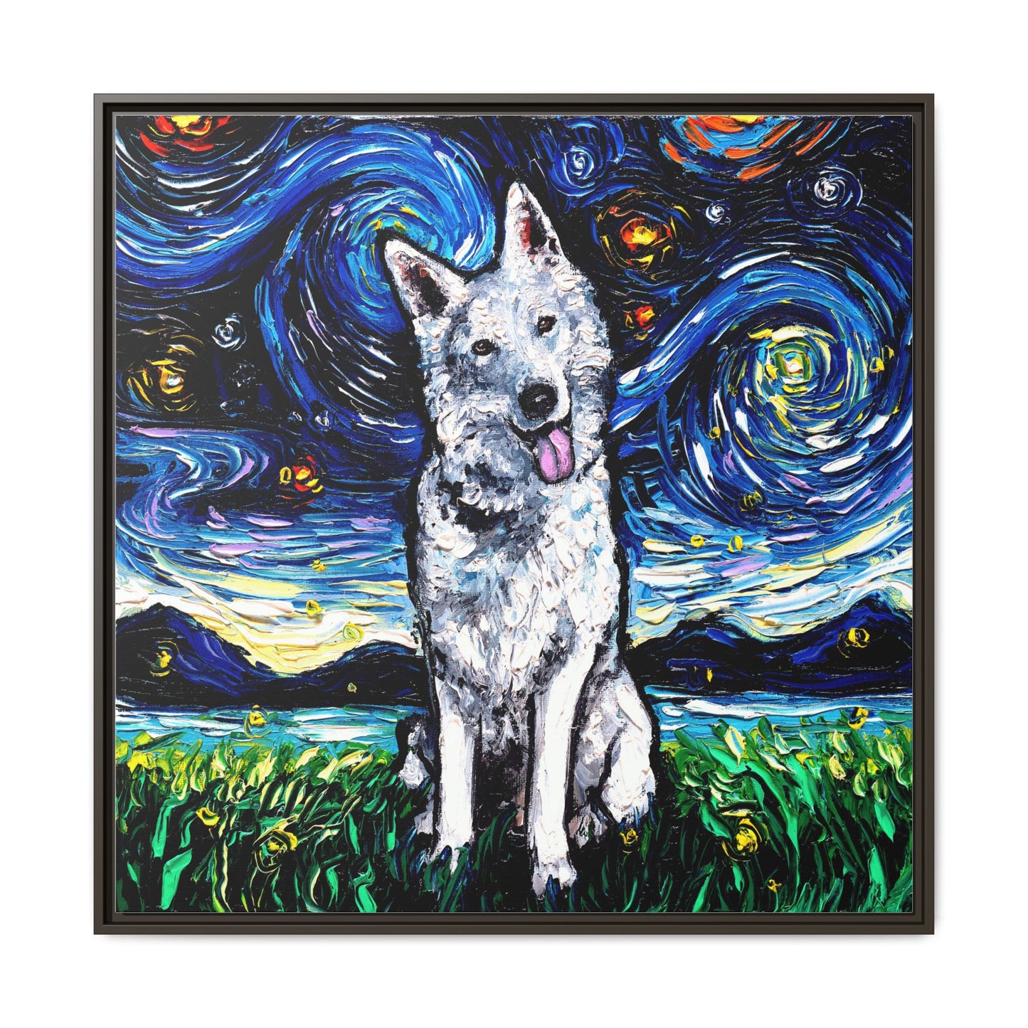 "Swiss Shepherd Night" Framed Canvas Wall Art