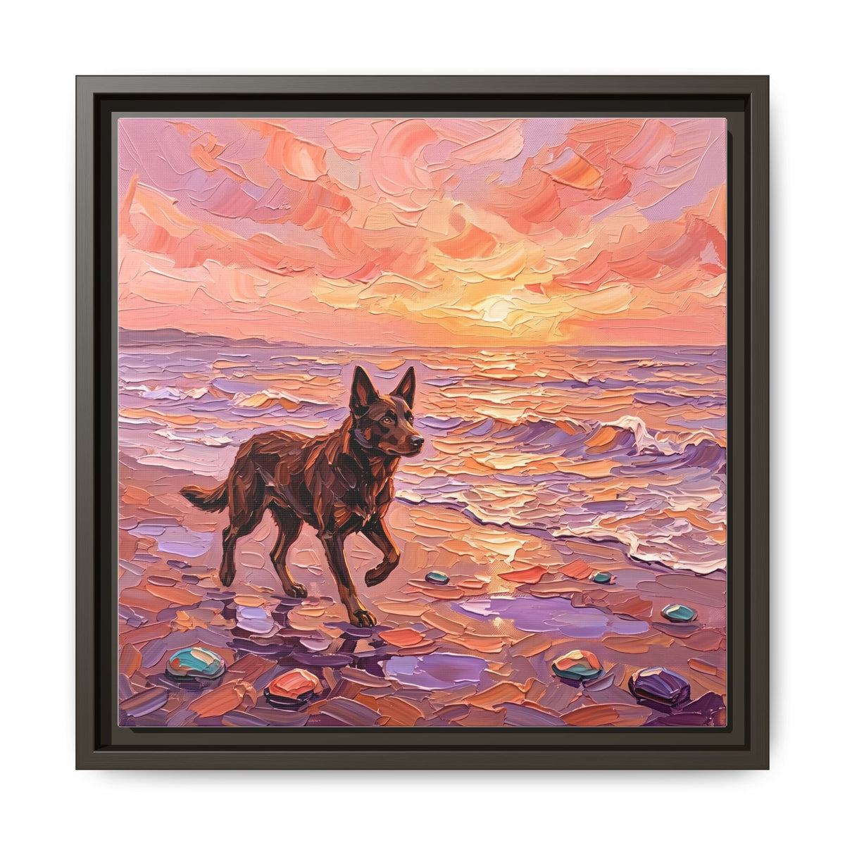 "Beach Day - Kelpie" Framed Canvas Wall Art