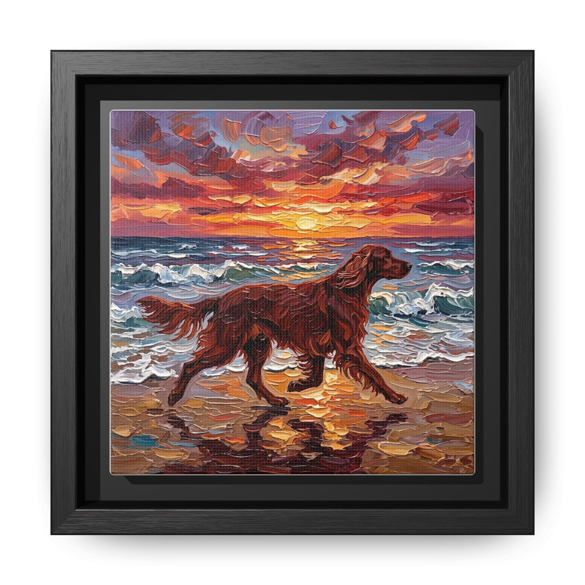 "Beach Days - Irish Setter" Framed Canvas Wall Art