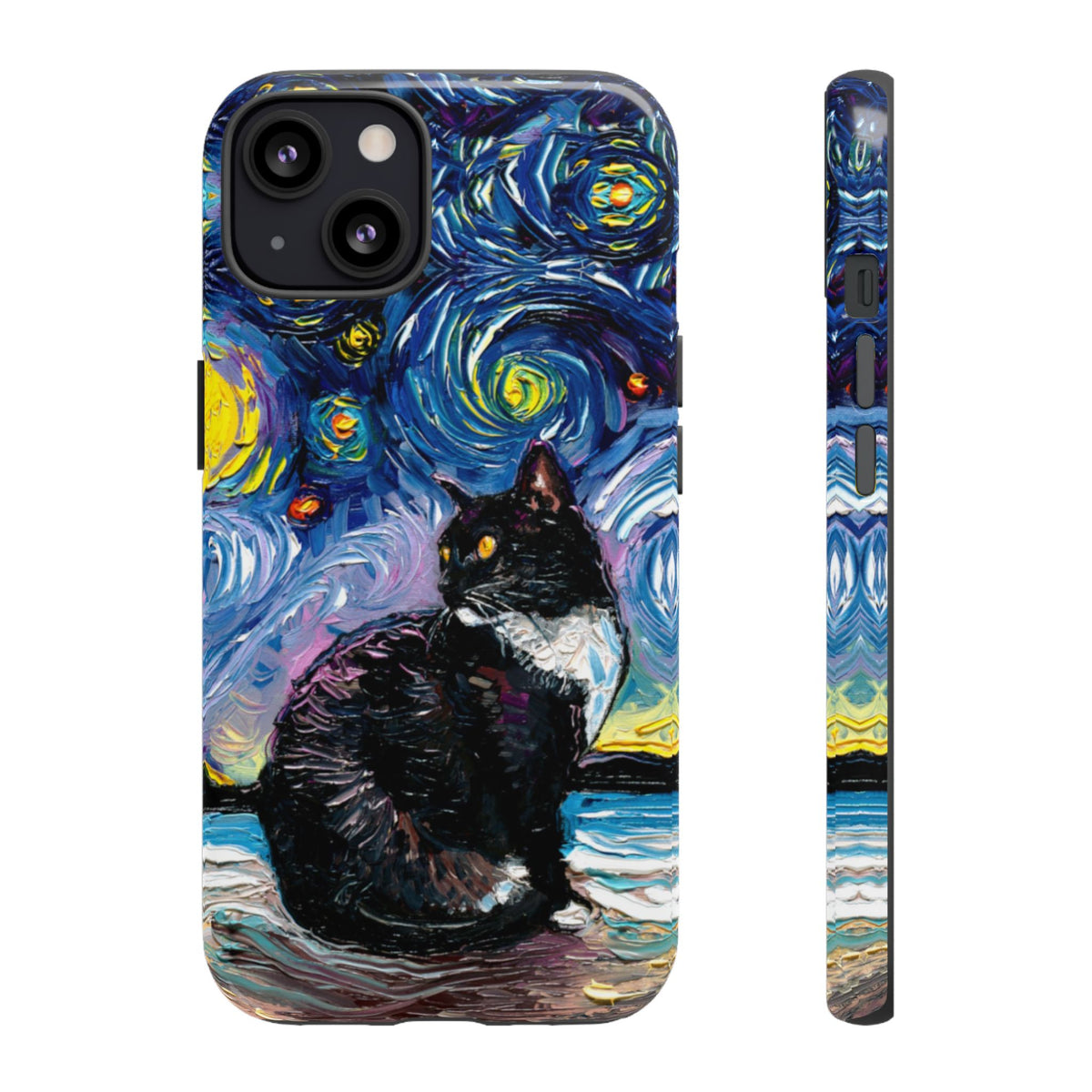 Tuxedo Cat Starry Night Art Phone Case