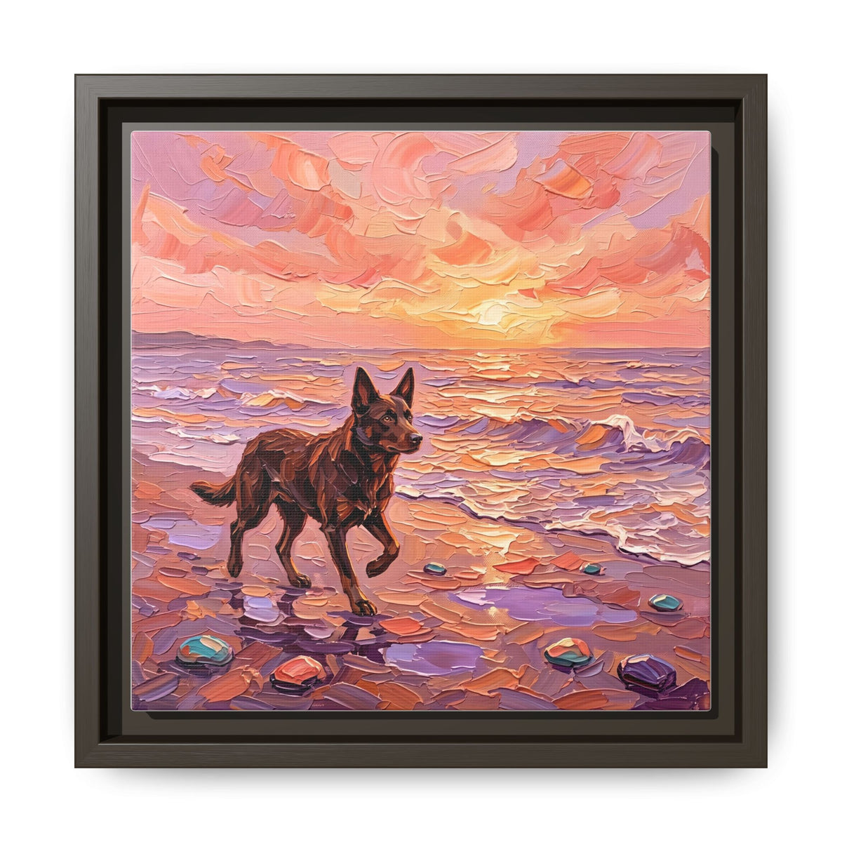 "Beach Day - Kelpie" Framed Canvas Wall Art
