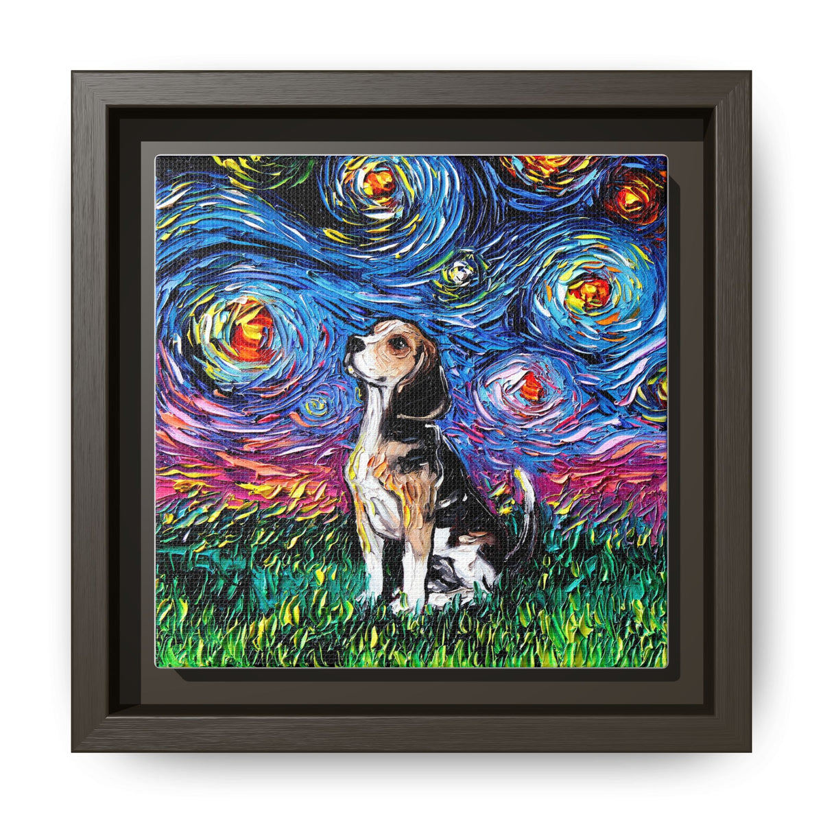 "Beagle Night" Framed Canvas Wall Art