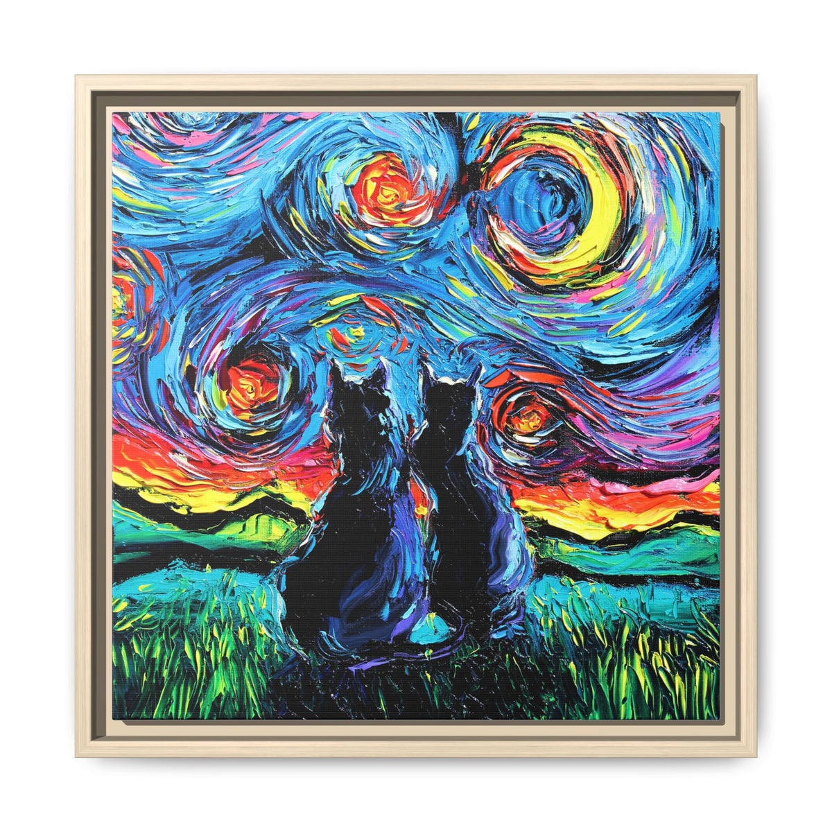 "van Gogh's Cats" Framed Canvas Wall Art