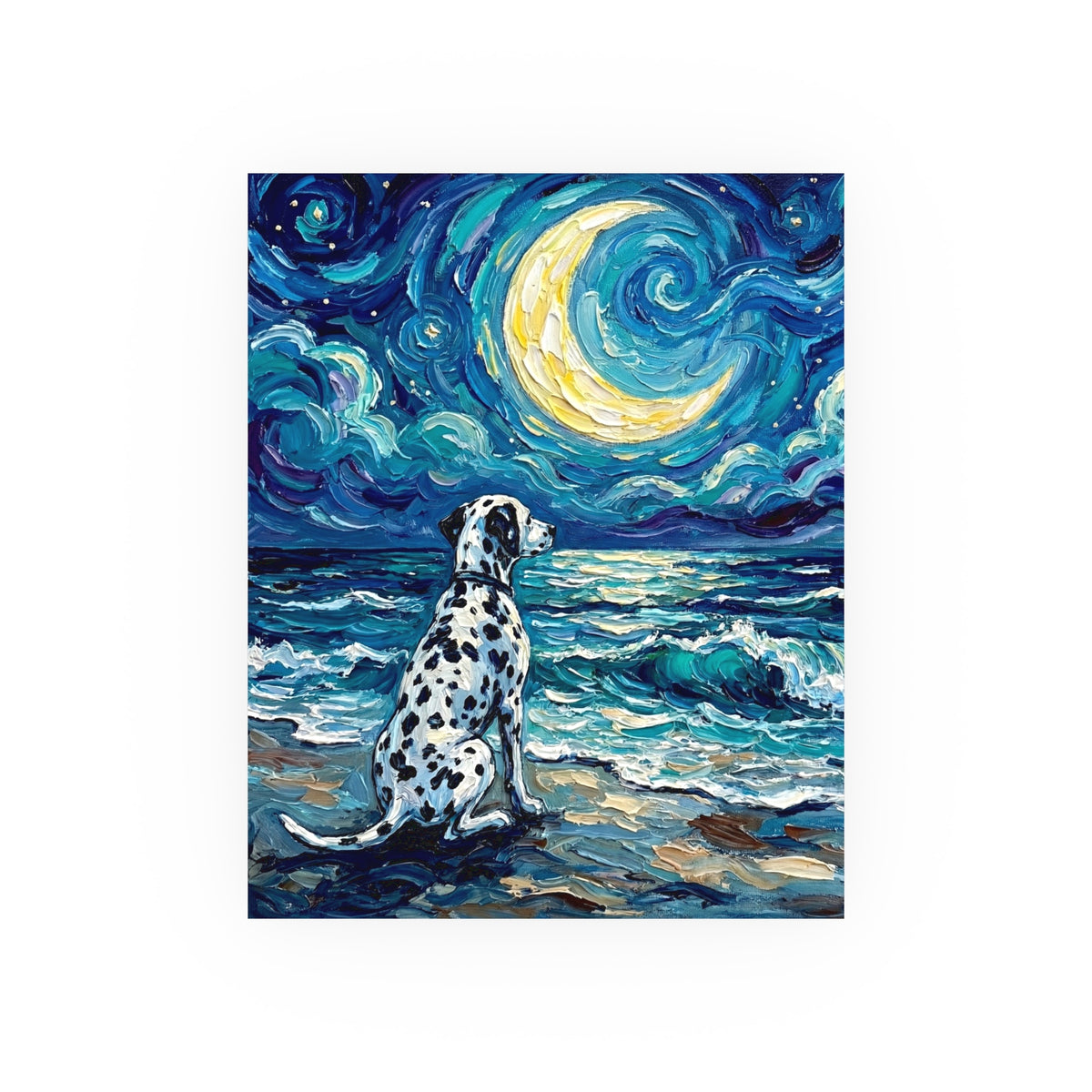 "Beach Night - Dalmatian" Wall Art Paper Print