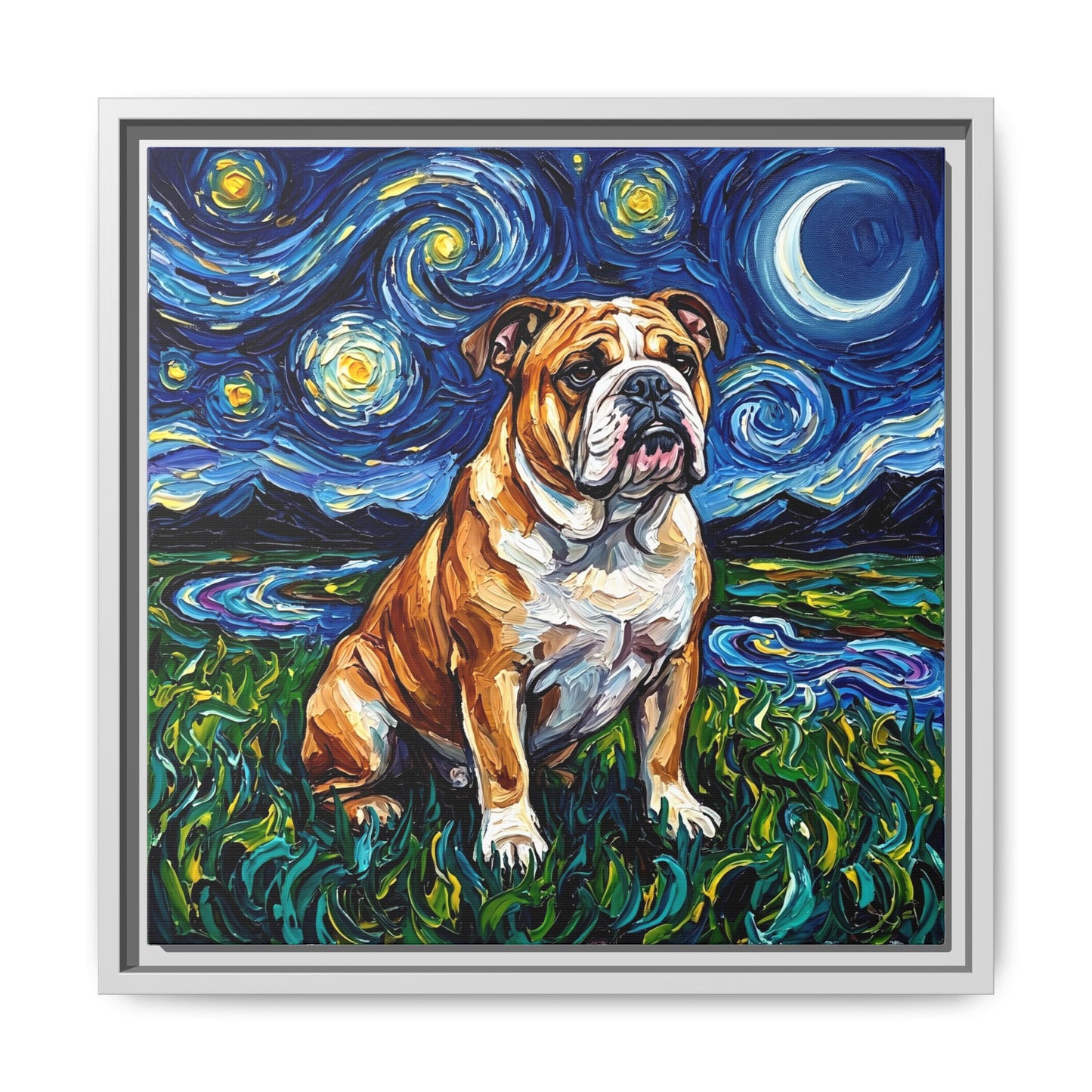 "Bulldog Night" Framed Canvas Wall Art
