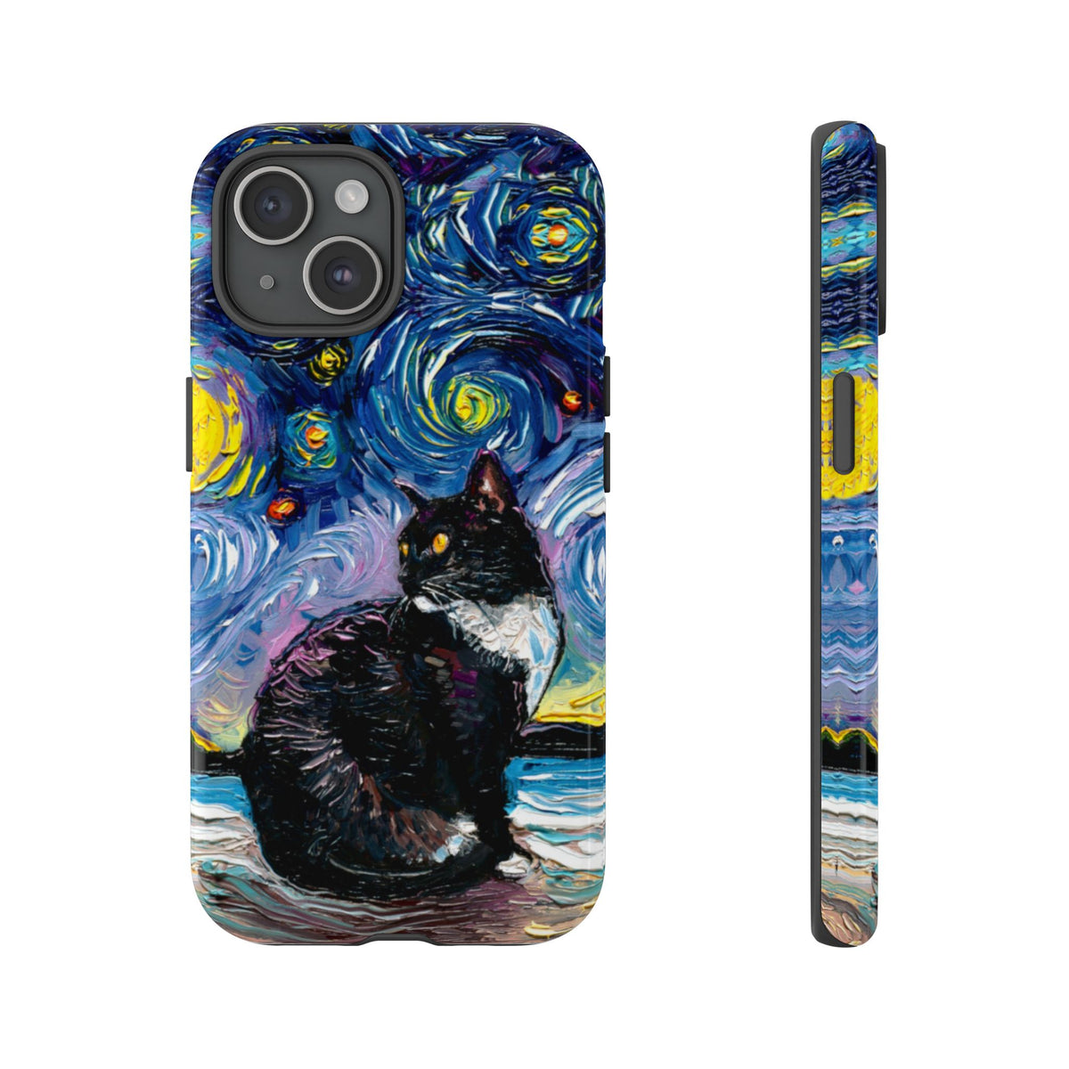 Tuxedo Cat Starry Night Art Phone Case
