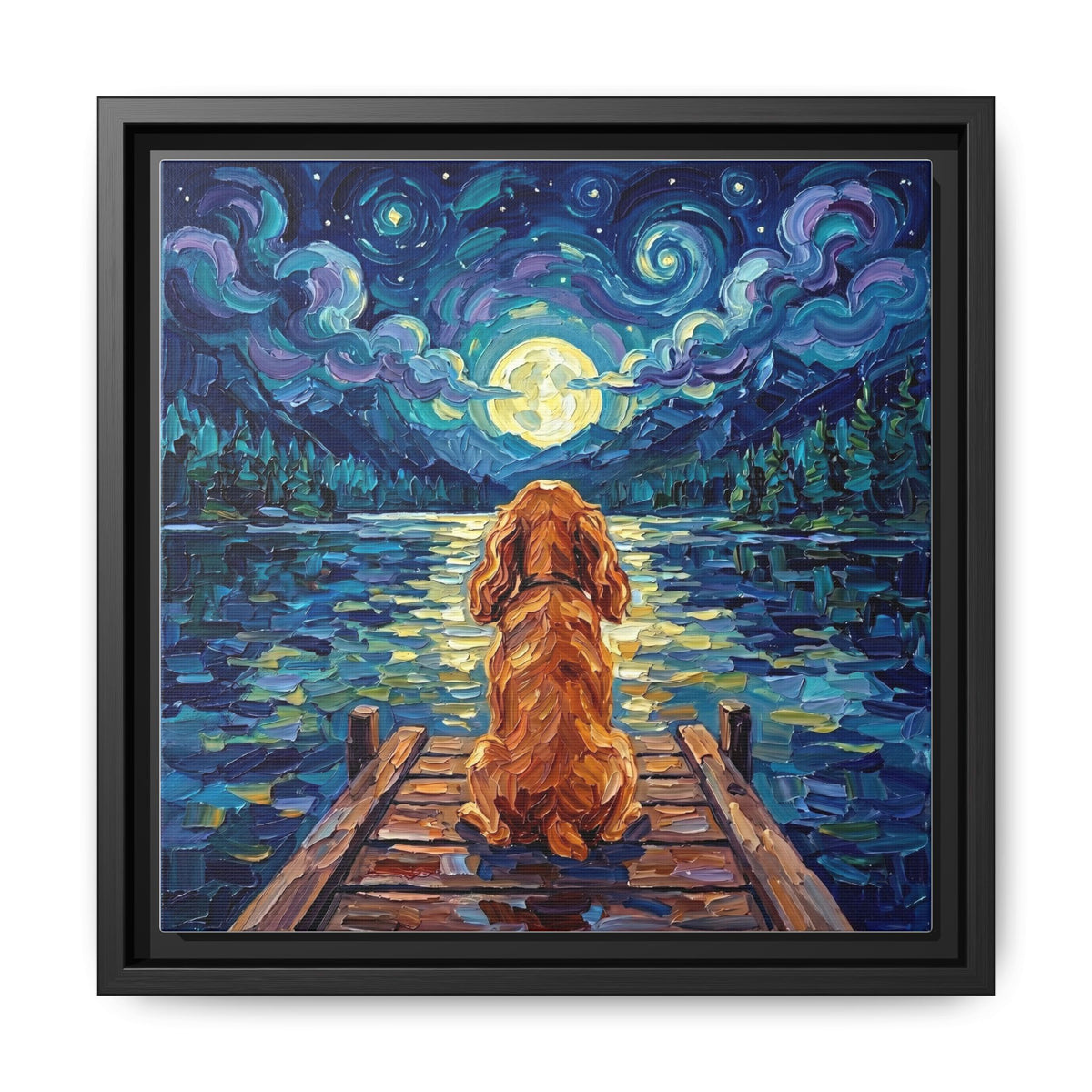 "On The Dock - Red Cocker Spaniel" Framed Canvas Wall Art