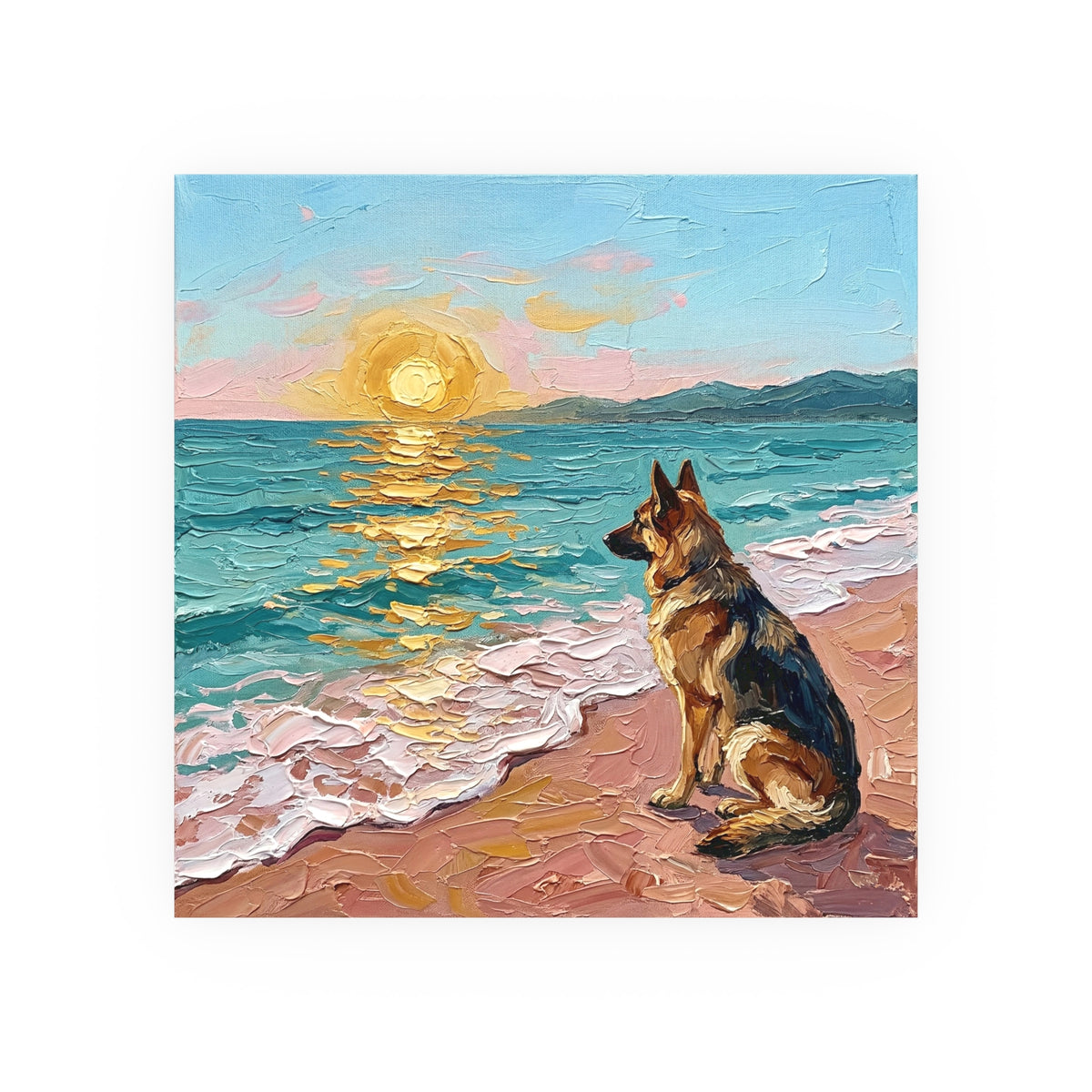 "Beach Days - German Shepherd 2" Wall Art Paper Print