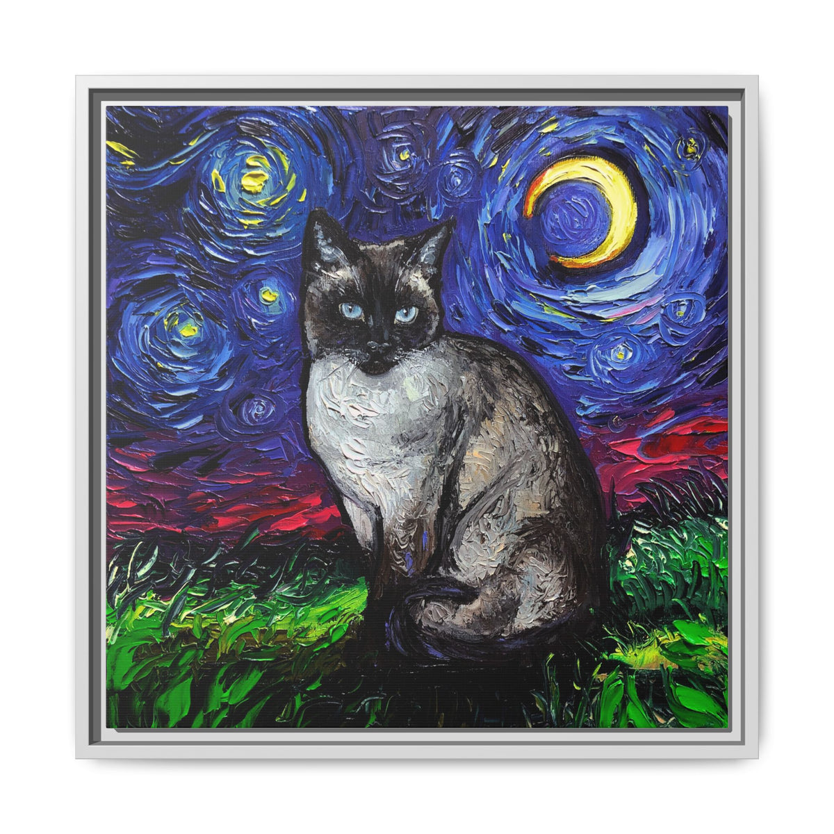 "Siamese Night" Framed Canvas Wall Art