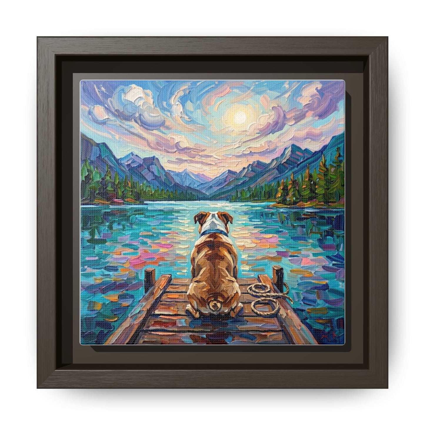 "On The Dock - Bulldog" Framed Canvas Wall Art