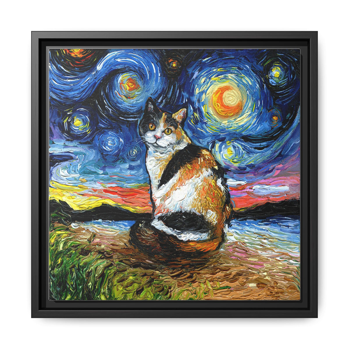 "Calico Night" Framed Canvas Wall Art