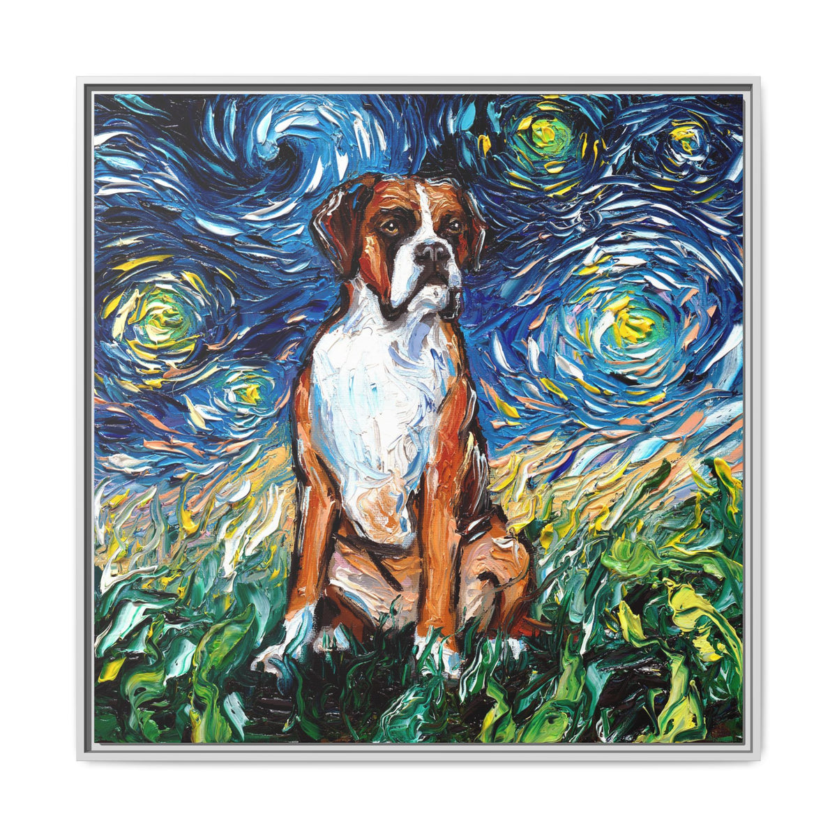 "Boxer Night" Framed Canvas Wall Art