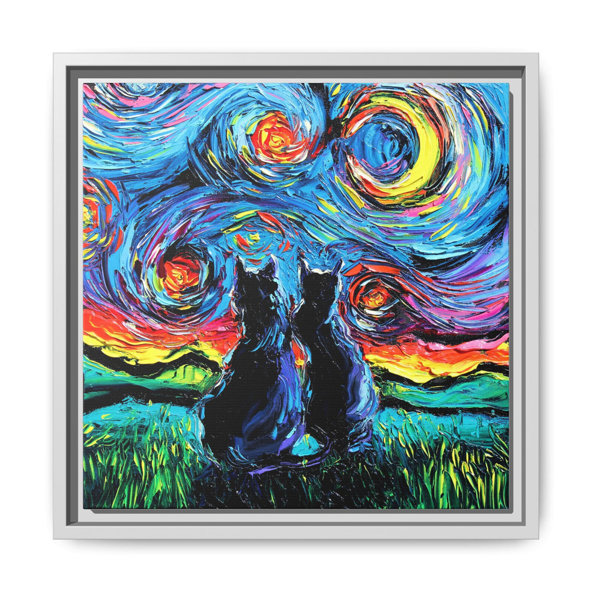 "van Gogh's Cats" Framed Canvas Wall Art
