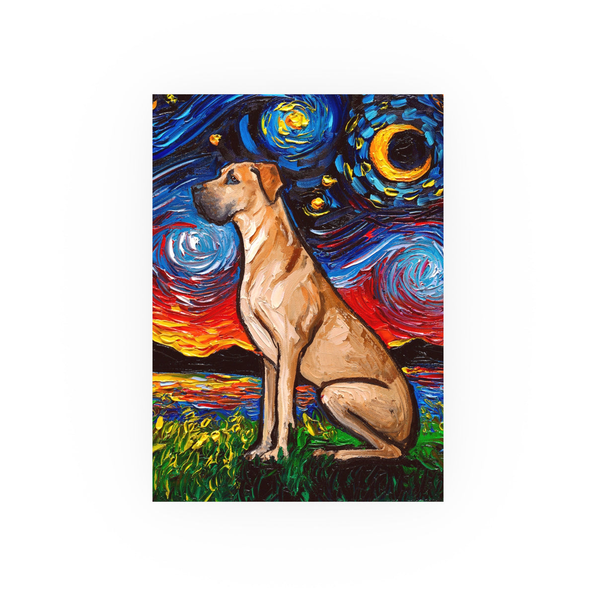 "Fawn Great Dane Night" Wall Art Paper Print