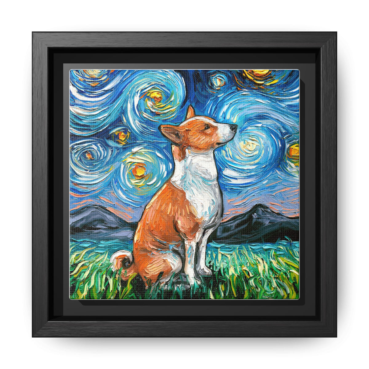 "Basenji Night" Framed Canvas Wall Art