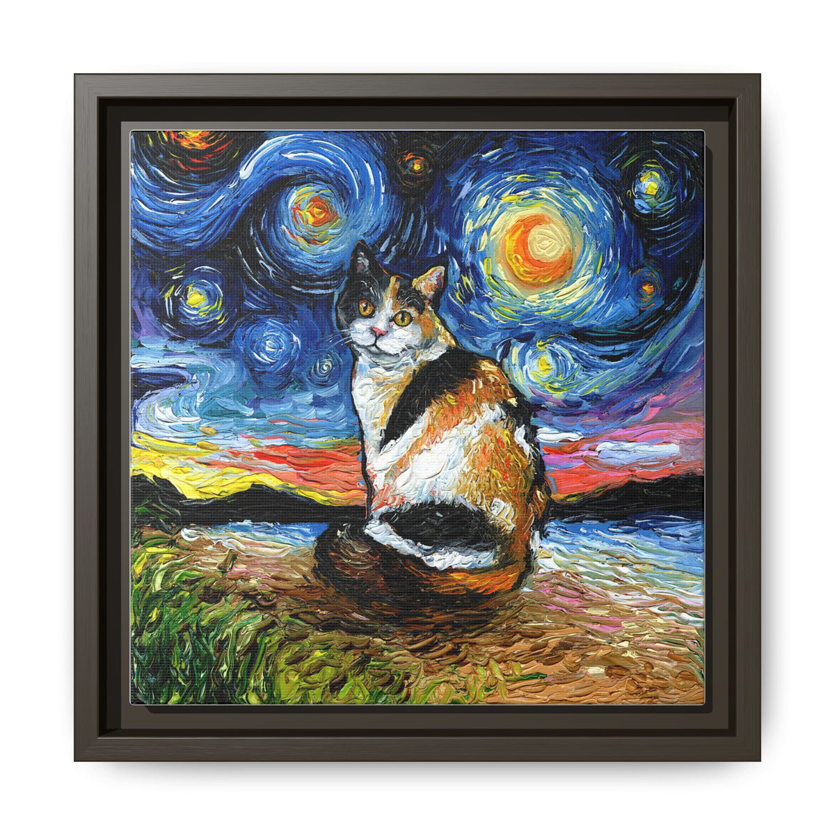 "Calico Night" Framed Canvas Wall Art