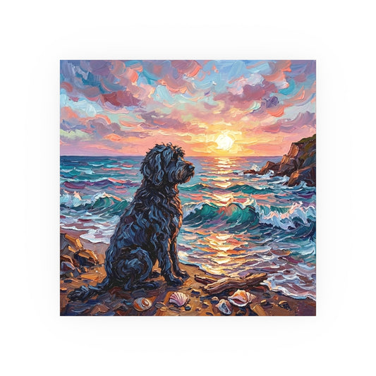 "Beach Day - Portuguese Water Dog" Wall Art Paper Print