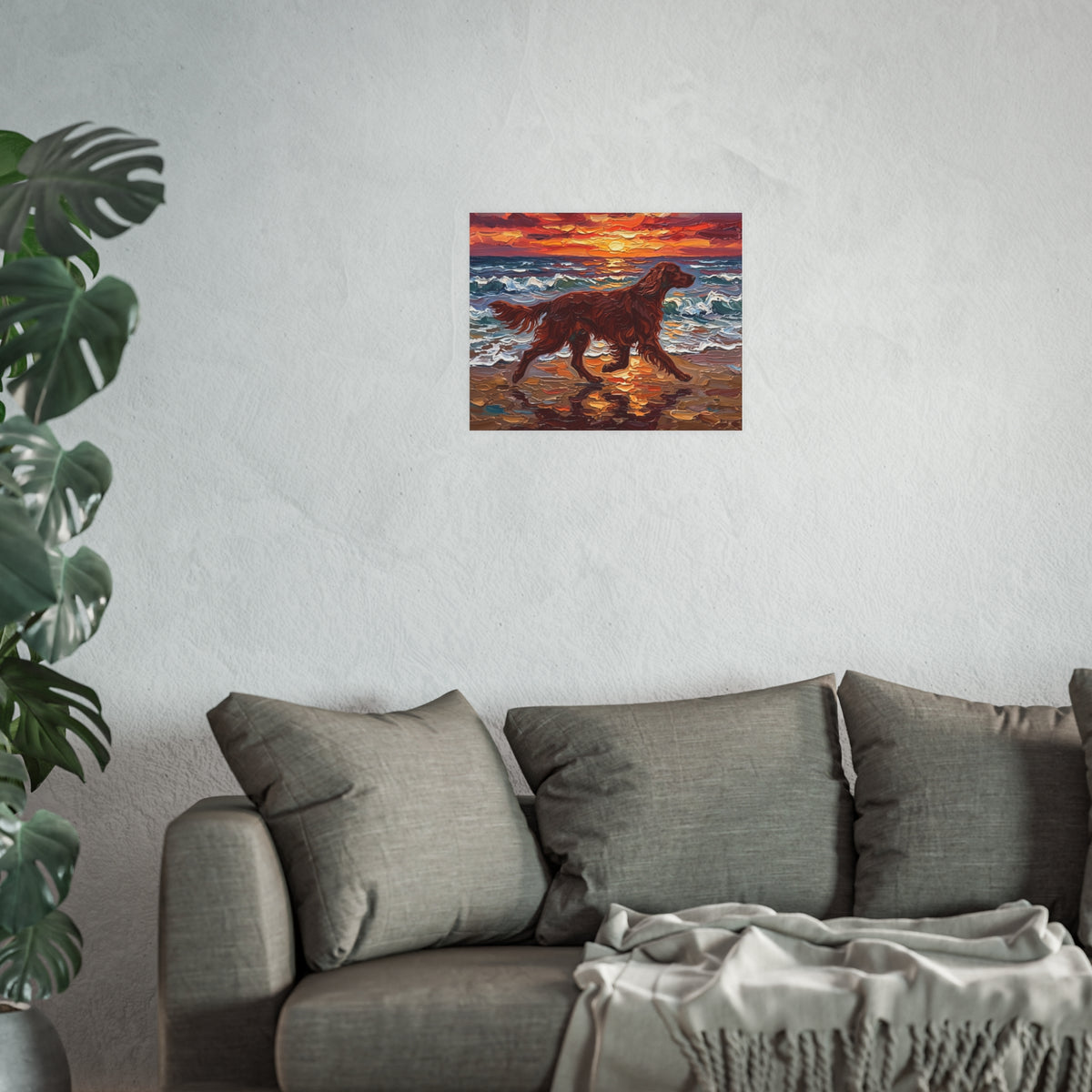 "Beach Day - Irish Setter" Wall Art Paper Print