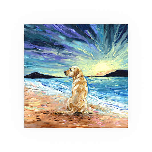 "Beach Day - Yellow Labrador 2" Wall Art Paper Print