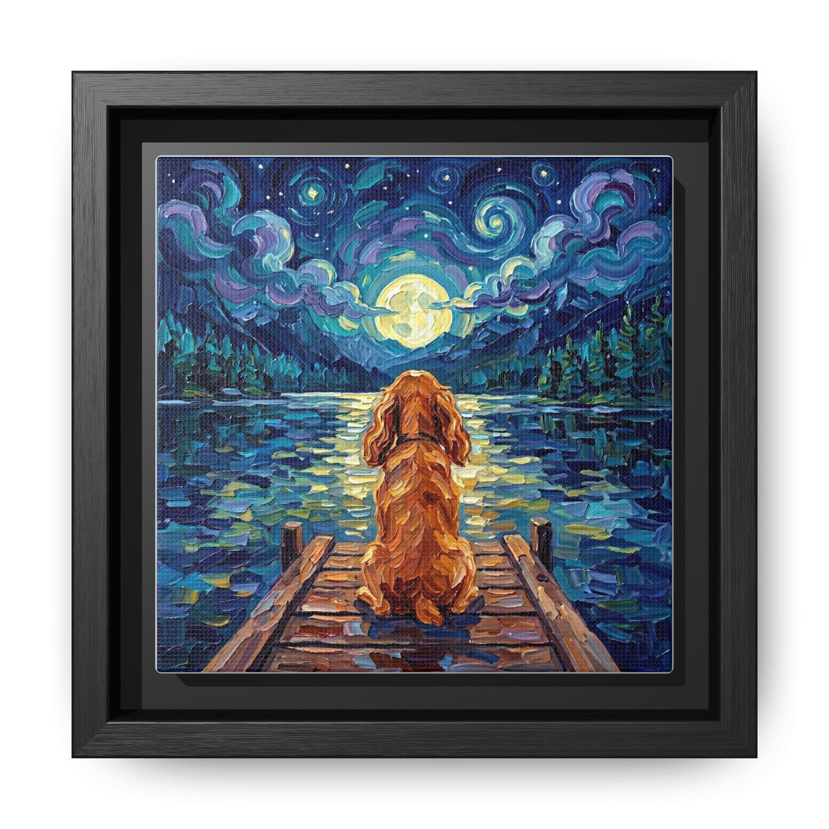 "On The Dock - Red Cocker Spaniel" Framed Canvas Wall Art
