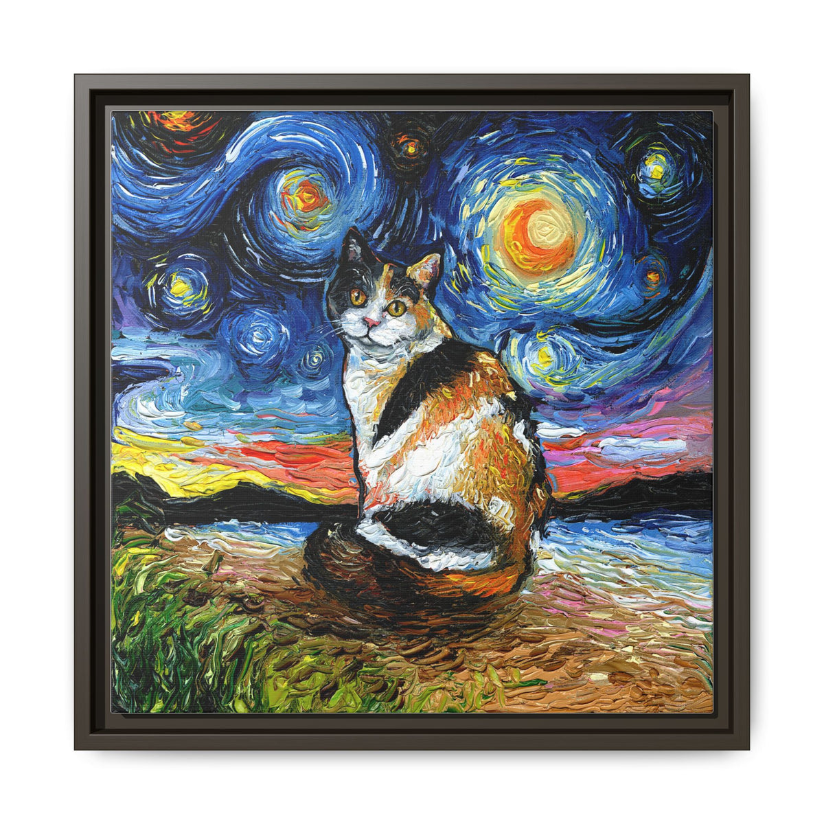 "Calico Night" Framed Canvas Wall Art
