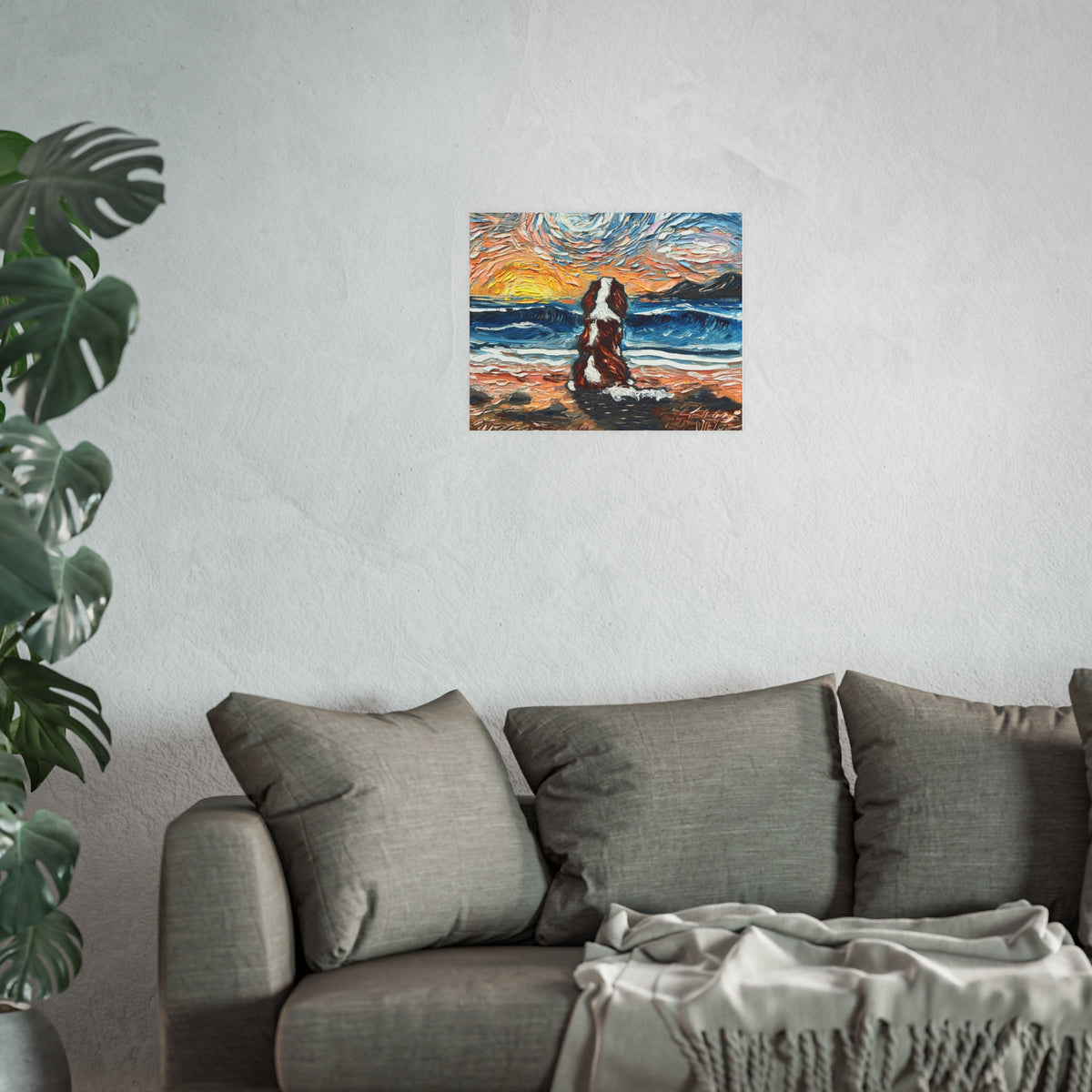 "Beach Day - Blenheim Spaniel" Wall Art Paper Print