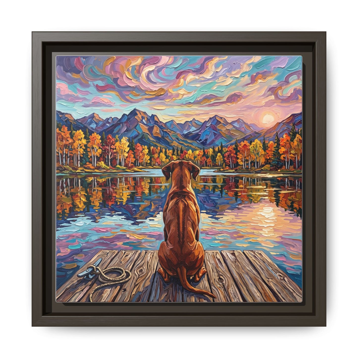 "On The Dock - Rhodesian Ridgeback" Framed Canvas Wall Art