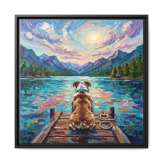 "On The Dock - Bulldog" Framed Canvas Wall Art