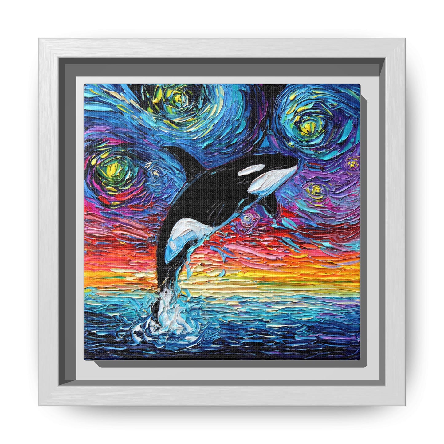 "Orca Night" Framed Canvas Wall Art