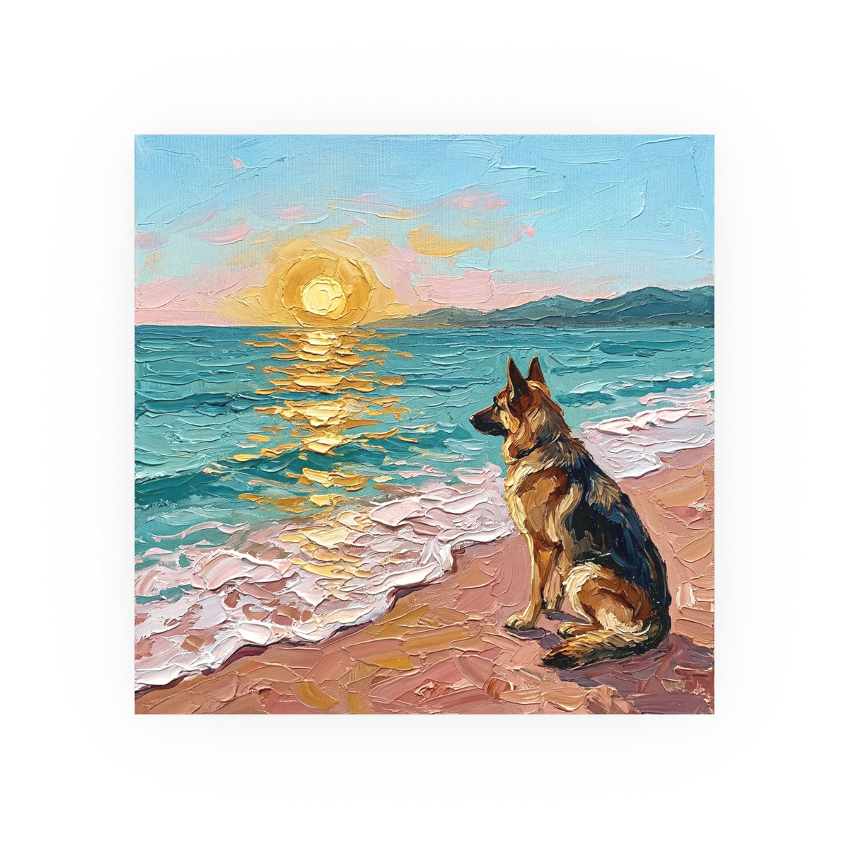 "Beach Days - German Shepherd 2" Wall Art Paper Print
