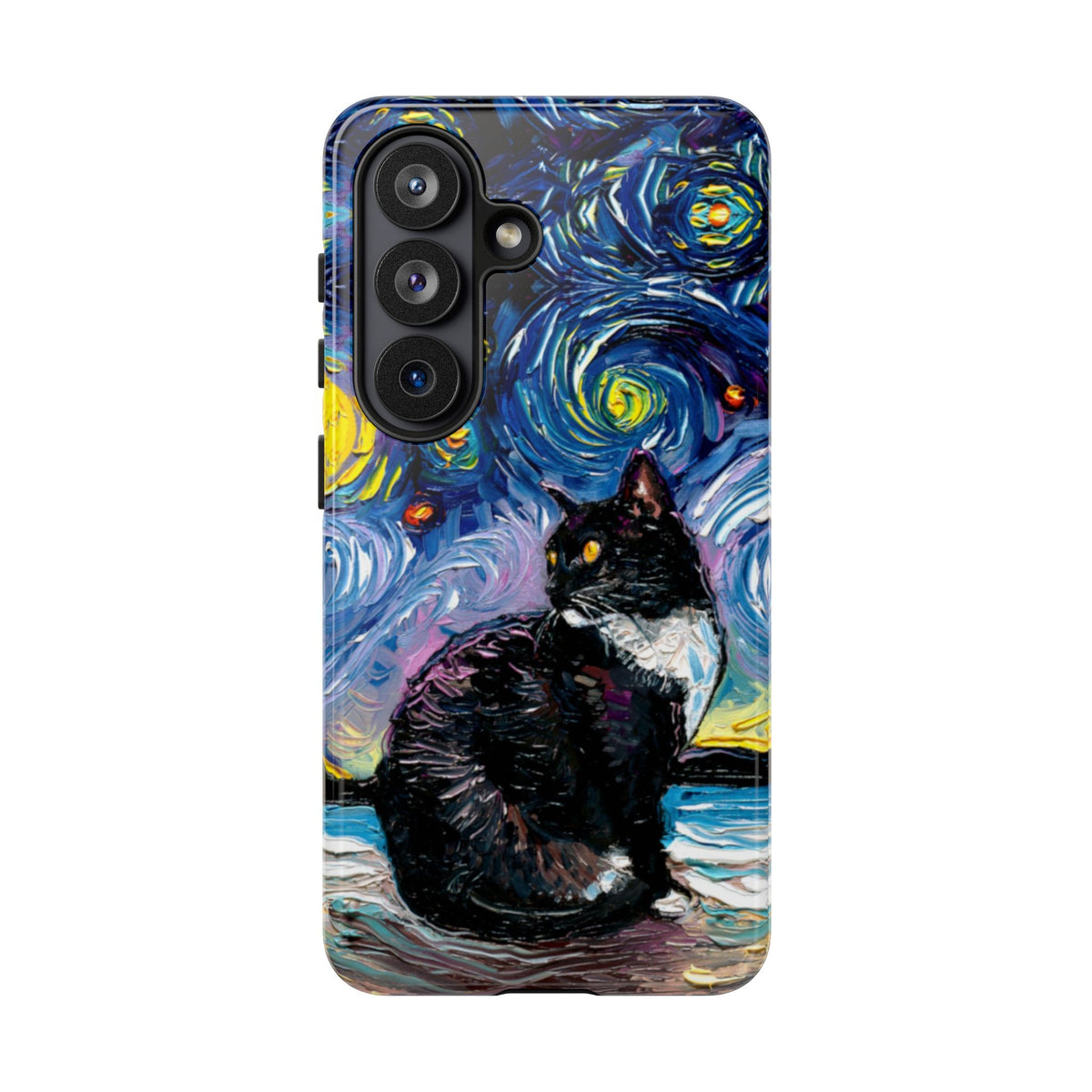 Tuxedo Cat Starry Night Art Phone Case