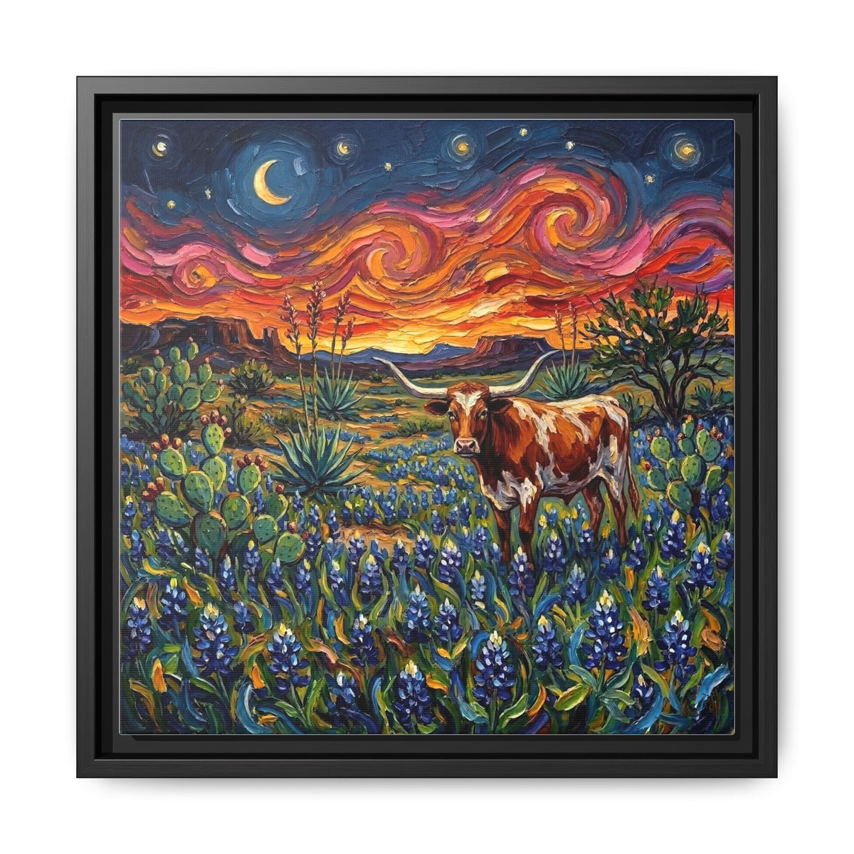 "Texas Night" Framed Canvas Wall Art